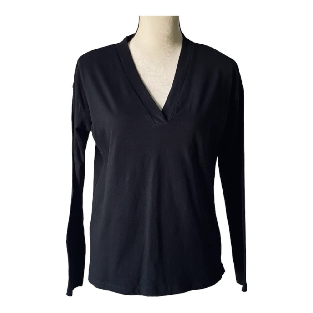 MANGO BASICS-BLACK V NECK TOP-SIZE SMALL